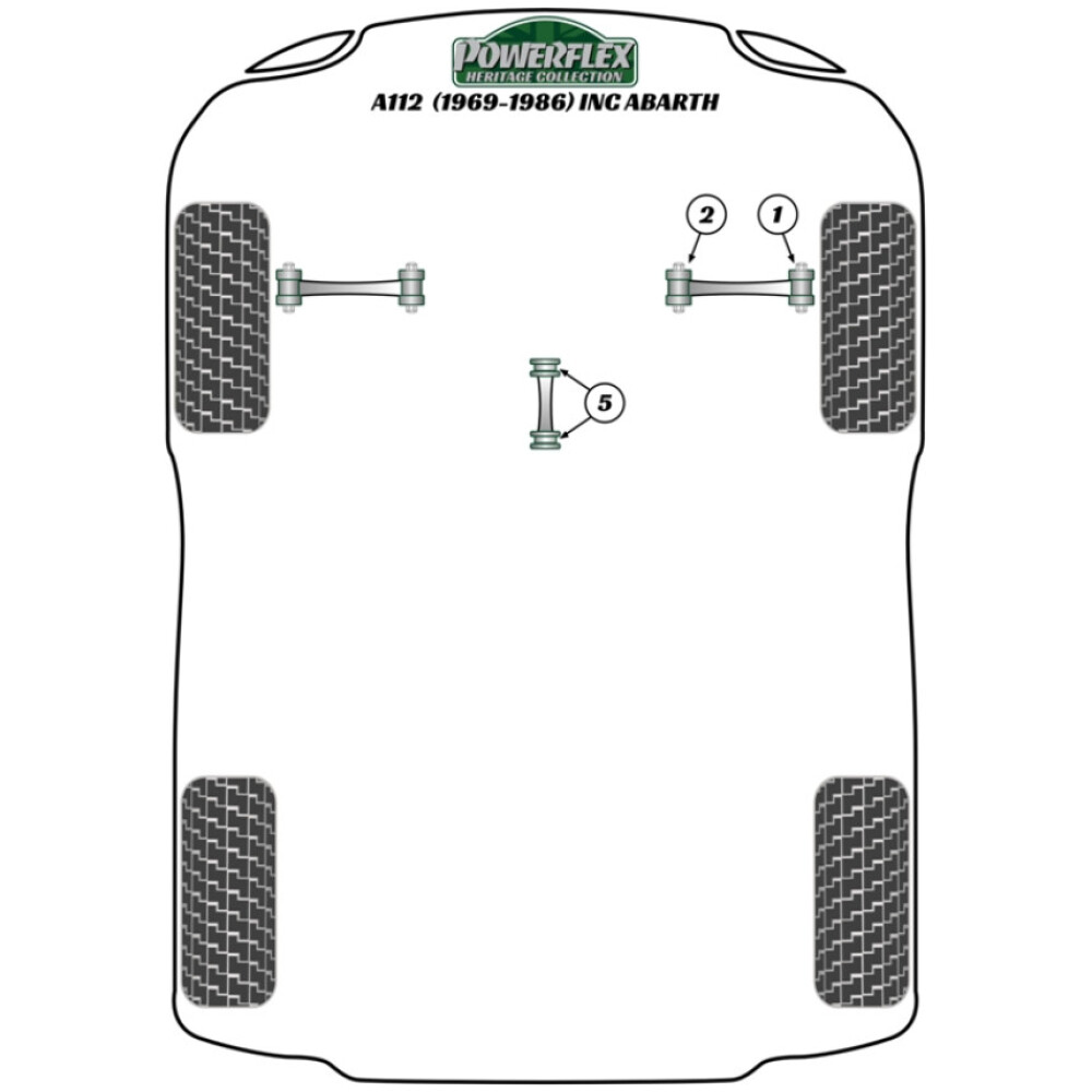 Powerflex Autobianchi A112 incl. Abarth (1969 - 1986)    Boccola esterna del braccio di controllo della carreggiata anteriore Fig.1 (2) PFF4-201BLK - immagine 3