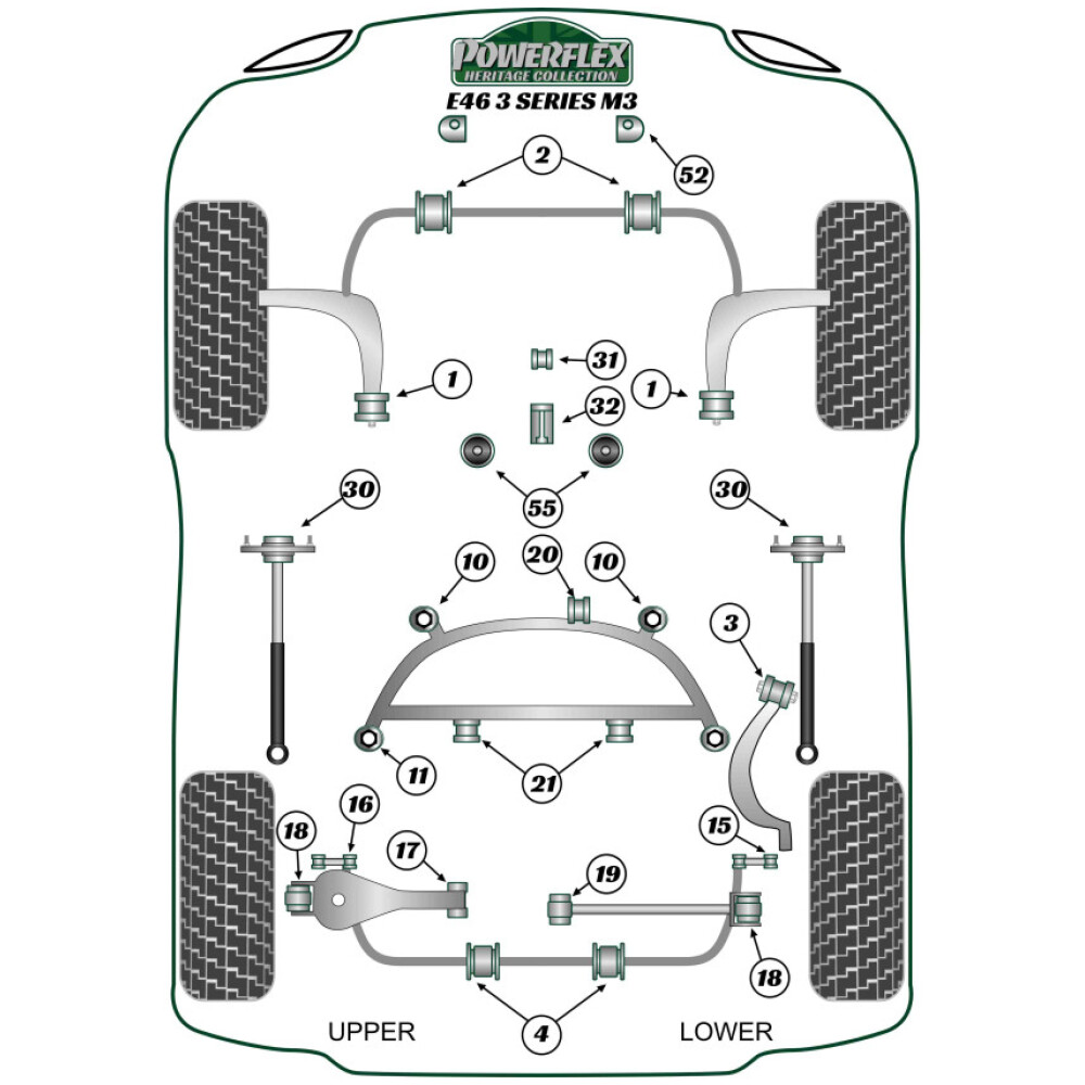 Powerflex BMW Serie 3  E46 M3 incl. CSL  Boccola barra antirollio anteriore 30,8 mm Fig.2 (2) PFF5-4602-30.8BLK - immagine 3
