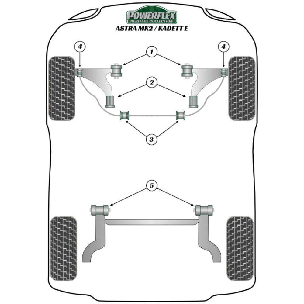 Powerflex Vauxhall / Opel  Astra MK2 - Kadett E (1985 - 1991)   Boccola di montaggio della trave posteriore Fig.5 (2) PFR80-312BLK - immagine 3
