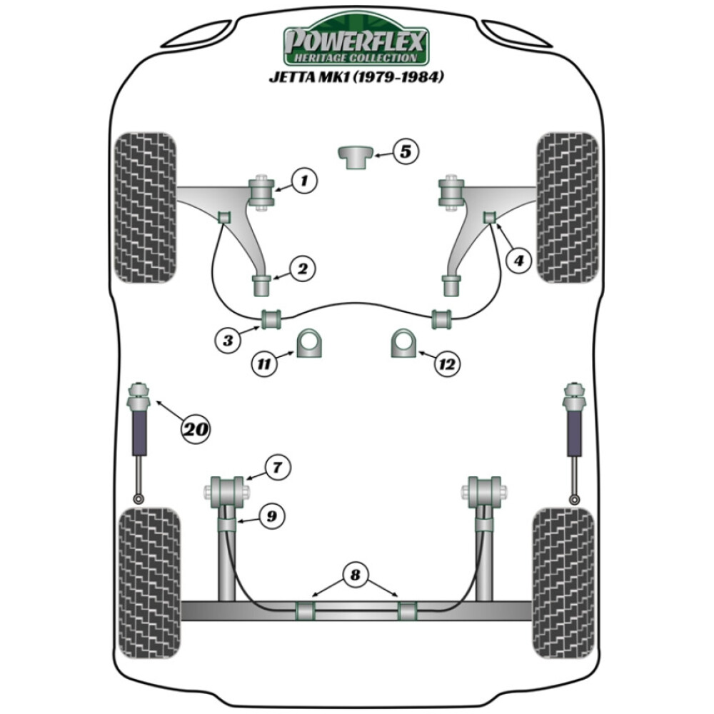 Powerflex Volkswagen  Jetta MK1 A1 (1979-1984)   Boccola interna barra antirollio anteriore 15mm Fig.3 (2) PFF85-216H - immagine 2