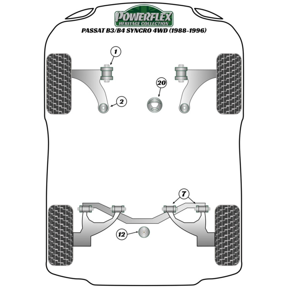 Powerflex Volkswagen   Passat B3/B4 Syncro 4WD (1988 - 1996)  Boccola anteriore del braccio oscillante anteriore 30mm Fig.1 (2) PFF85-201H - immagine 2