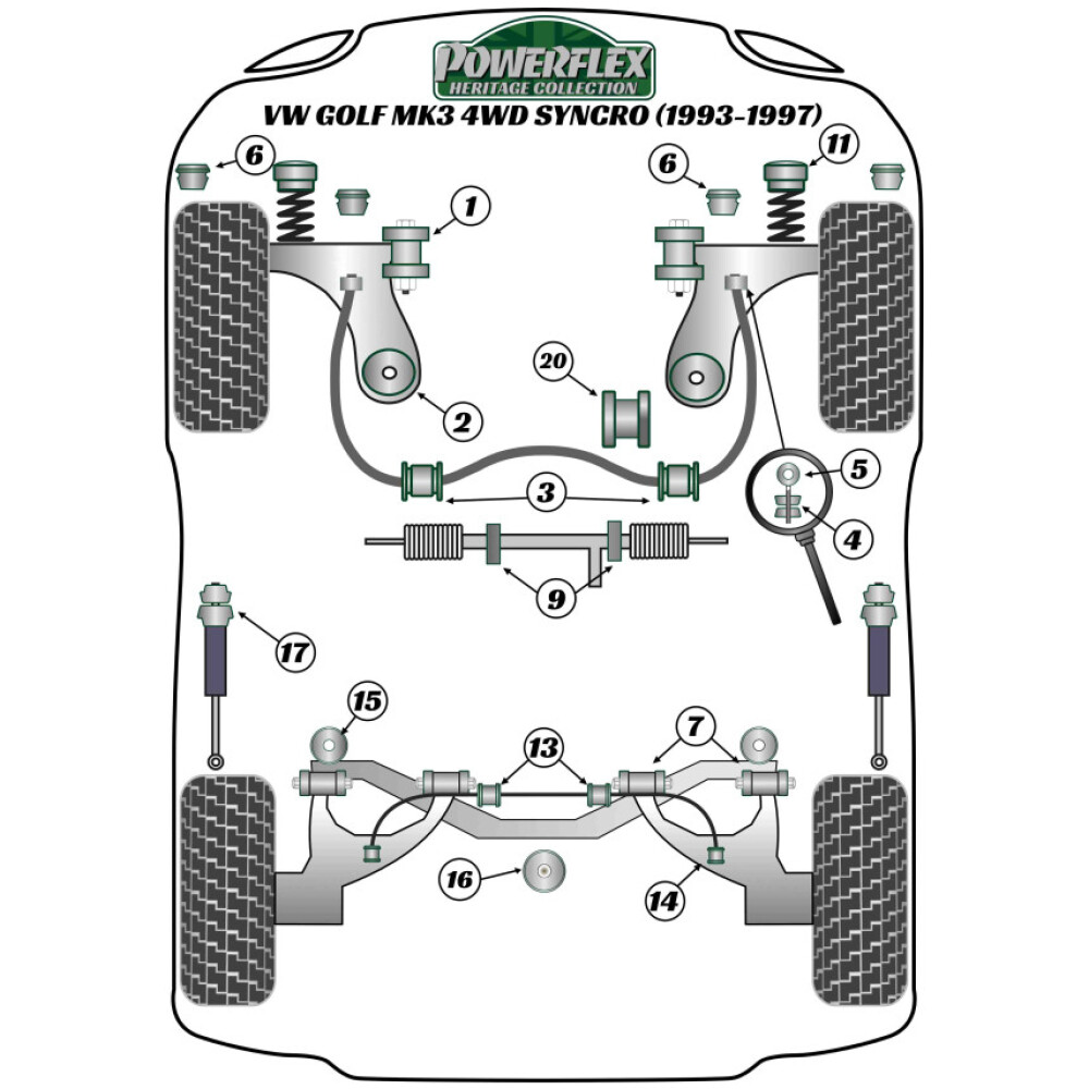Powerflex Volkswagen Golf Mk3 4WD Syncro (1993 - 1997) Supporto superiore del montante anteriore Fig.11 (2) PFF85-239H 2 Powerflex Volkswagen Golf Mk3 4WD Syncro (1993 - 1997) Supporto superiore del montante anteriore Fig.11 (2) PFF85-239H - immagine 2
