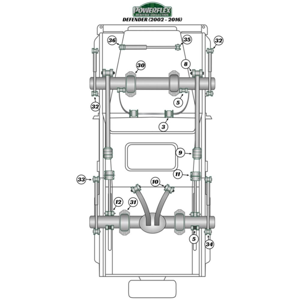 Powerflex Land Rover  Defender (2002 - 2016)   Boccola superiore ammortizzatore posteriore Fig.33 (2) PFR32-133H - immagine 2