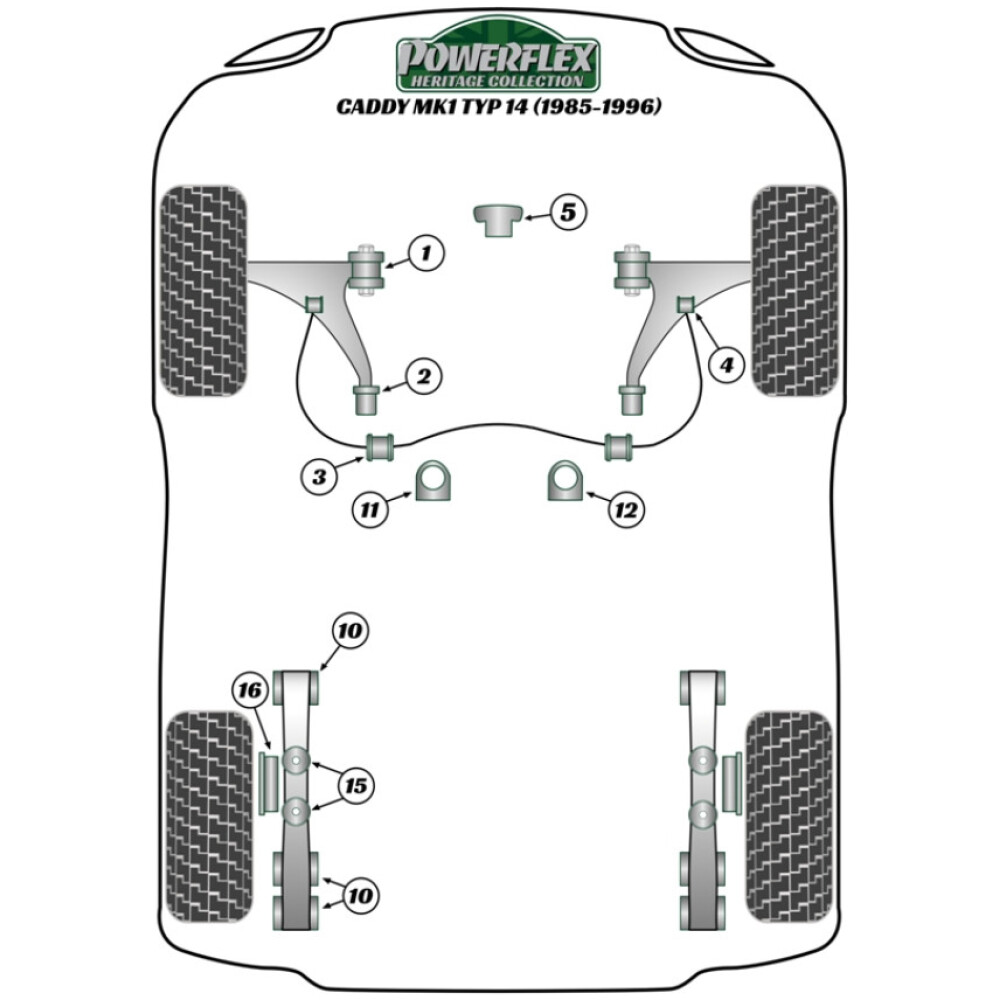 Powerflex Volkswagen  Caddy Mk1 Typ 14 (1985-1996)   Boccola posteriore del braccio oscillante anteriore Fig.2 (2) PFF85-213H - immagine 2