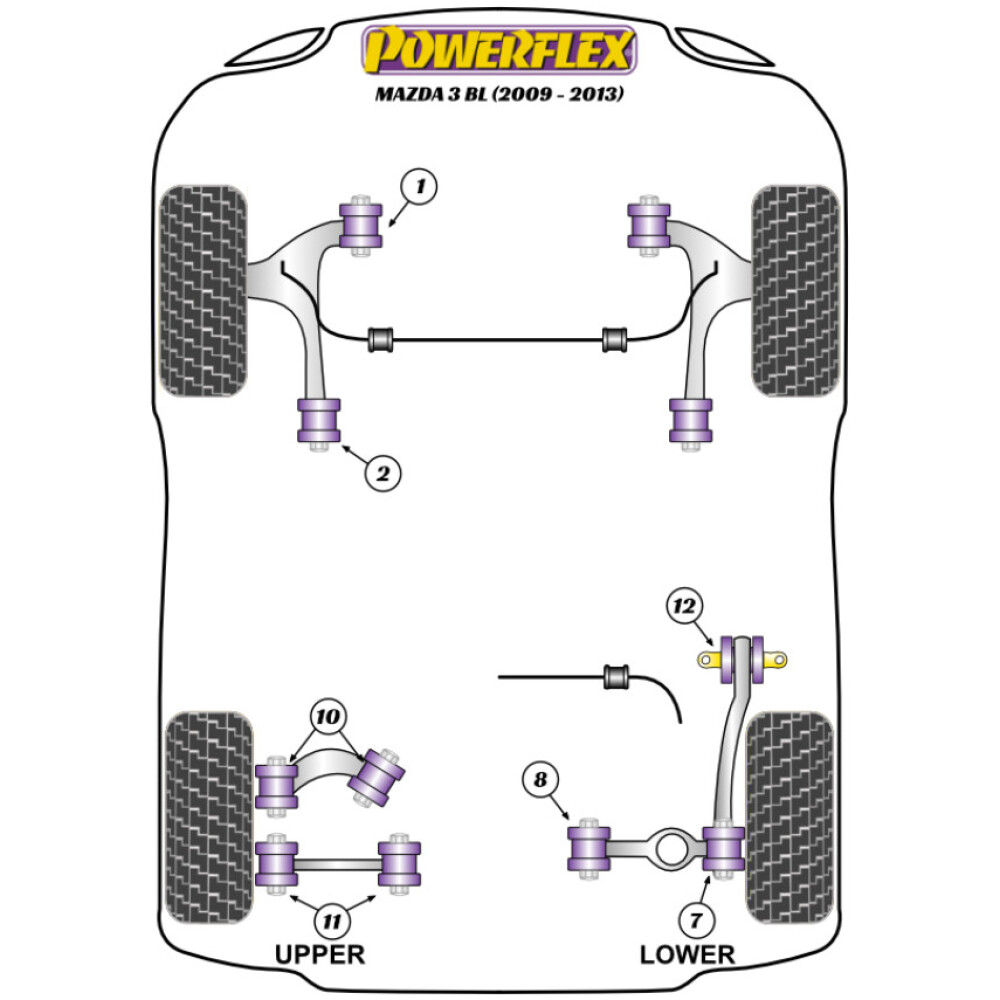 Powerflex Mazda  Mazda 3 BL (2009-2013)   Boccola della lama del braccio oscillante posteriore Fig.12 (2) PFR19-812BLK - immagine 3