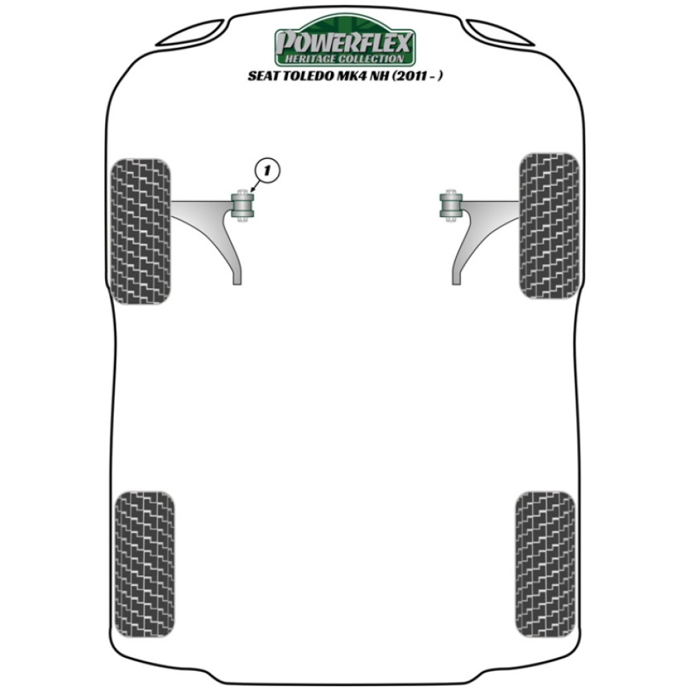 Powerflex Seat  Toledo Mk4 NH (2012-2018)   Boccola grande supporto motore inferiore (M-Sport) Fig.20 (1) PFF85-620BLK - immagine 3
