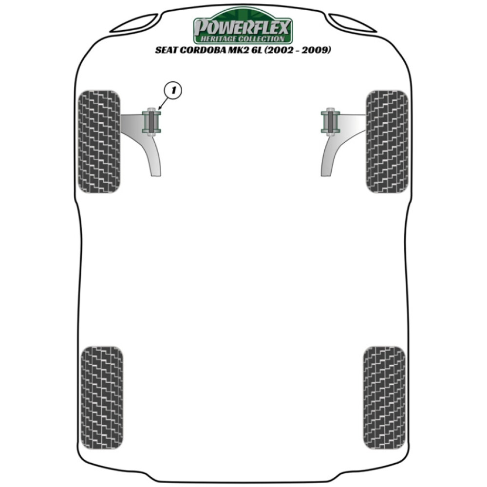 Powerflex Seat  Cordoba MK2 6L (2002 - 2009)   Boccola di montaggio della trave posteriore Fig.5 (2) PFR85-610BLK - immagine 3