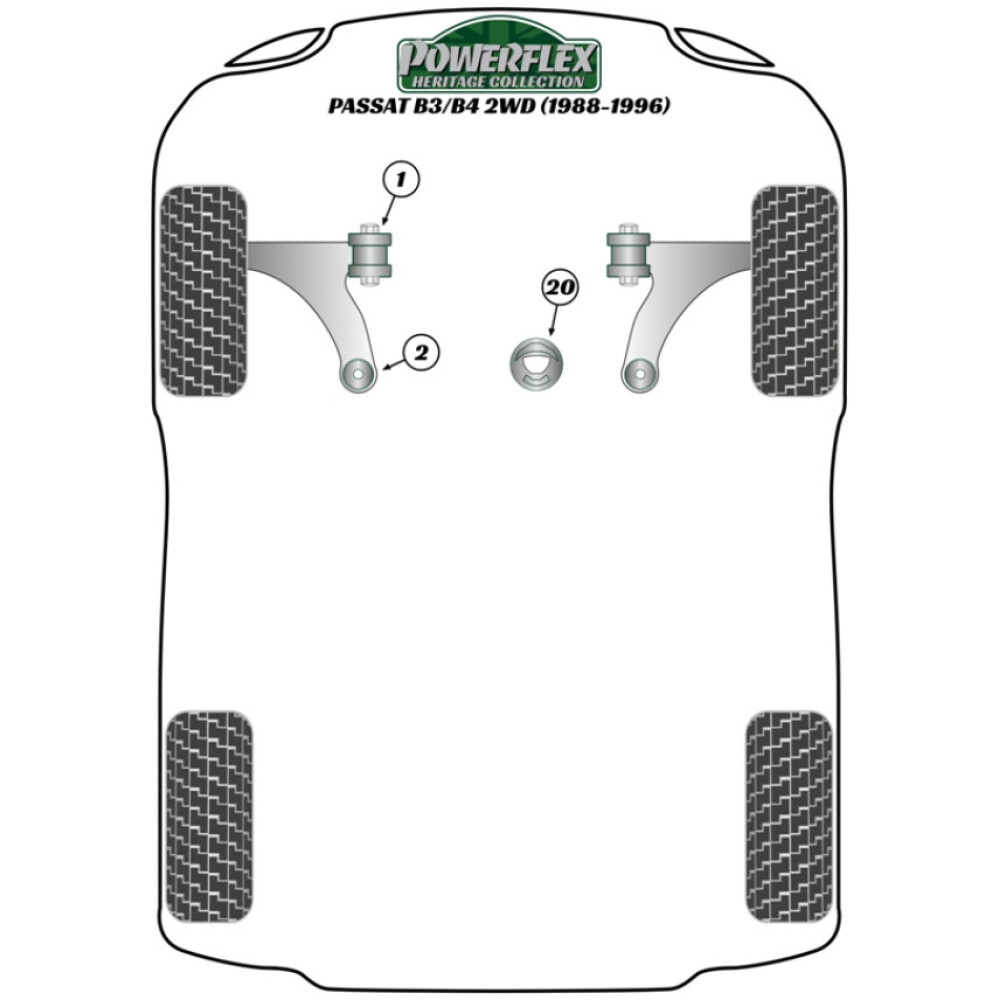 Powerflex Volkswagen   Passat B3/B4 2WD (1988 - 1996)  Boccola e inserti di montaggio del motore anteriore inferiore Fig.20 (1) PFF85-280BLK - immagine 3