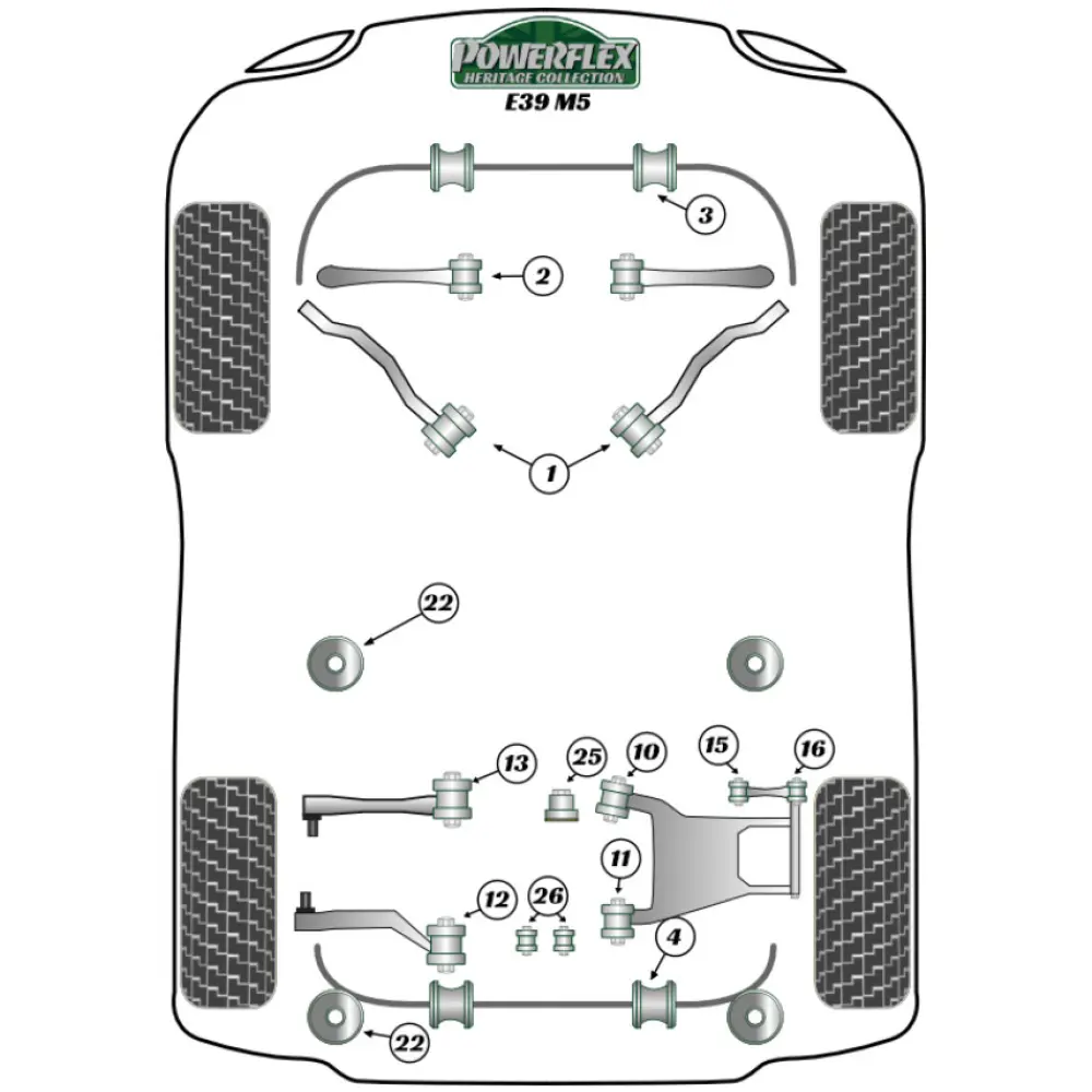 Powerflex BMW Serie 5  E39 M5  Boccola e staffa di montaggio dello scarico (1) EXH034BLK - immagine 3