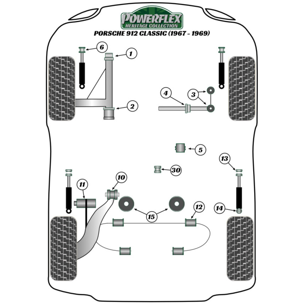 Powerflex Porsche 912 (1967-1969)    Boccola anteriore del braccio oscillante anteriore Fig.1 (2) PFF57-1401H - immagine 2