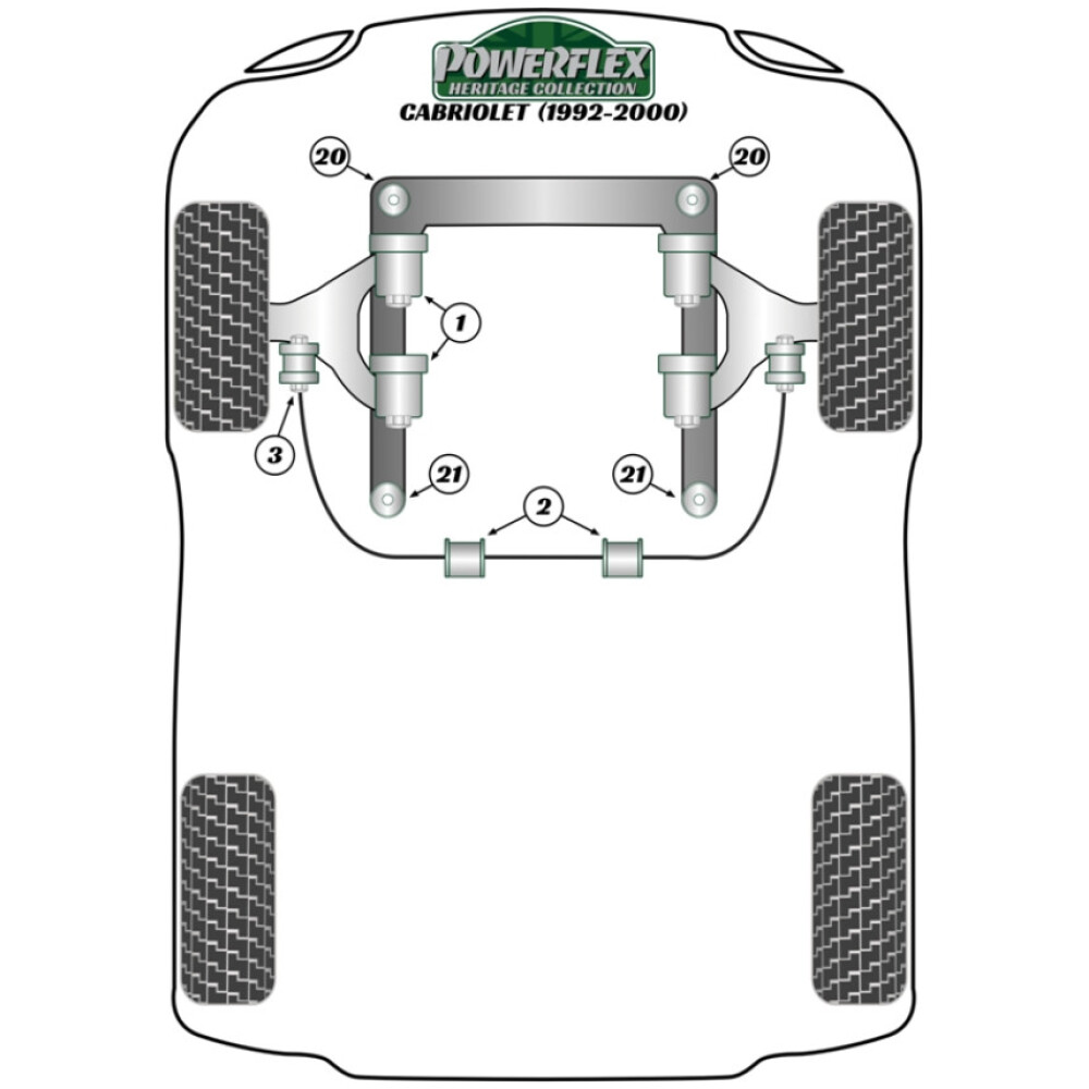 Powerflex Audi 80 / 90 - incl. S2/RS2 & Quattro (1976 - 2000) Cabriolet (1992 - 2000)   Boccola del braccio oscillante anteriore Fig.1 (4) PFF3-102H - immagine 2
