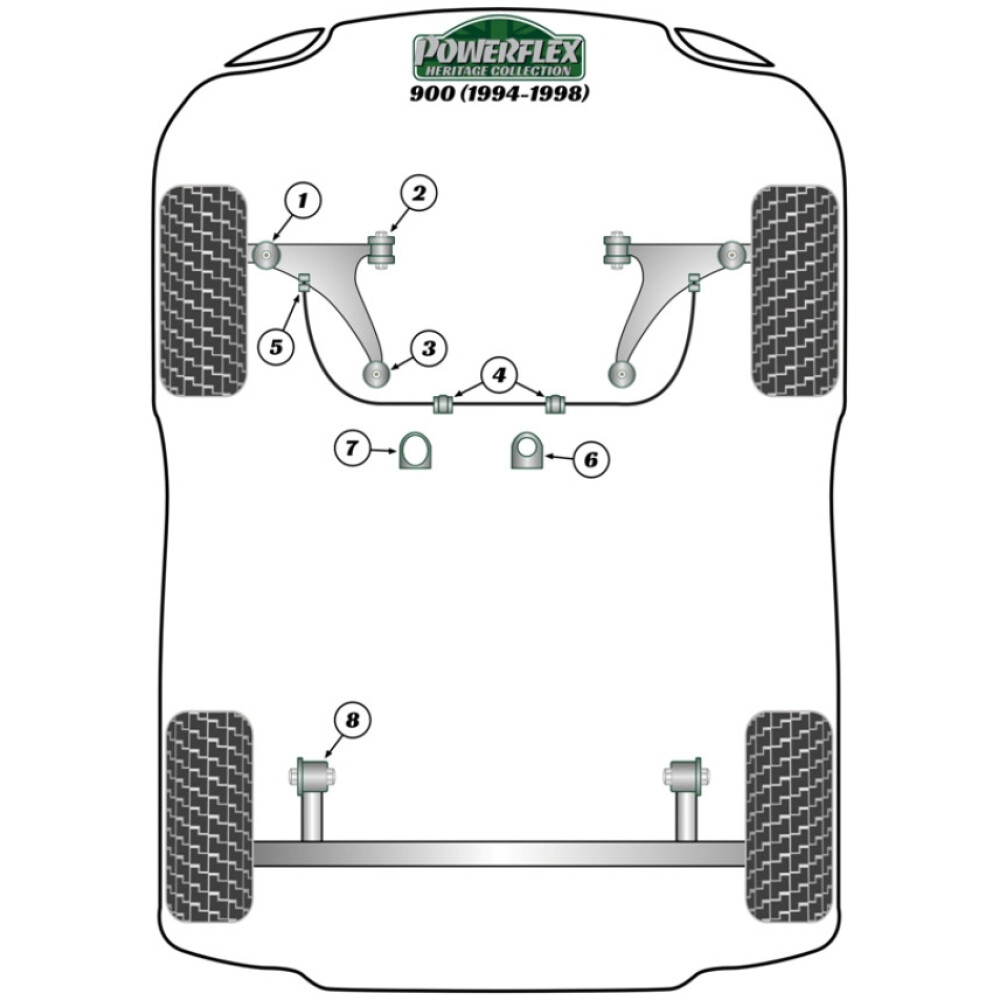 Powerflex Saab 900 (1994-1998)    Boccola del braccio oscillante inferiore anteriore Fig.2 (4) PFF66-402BLK - immagine 3