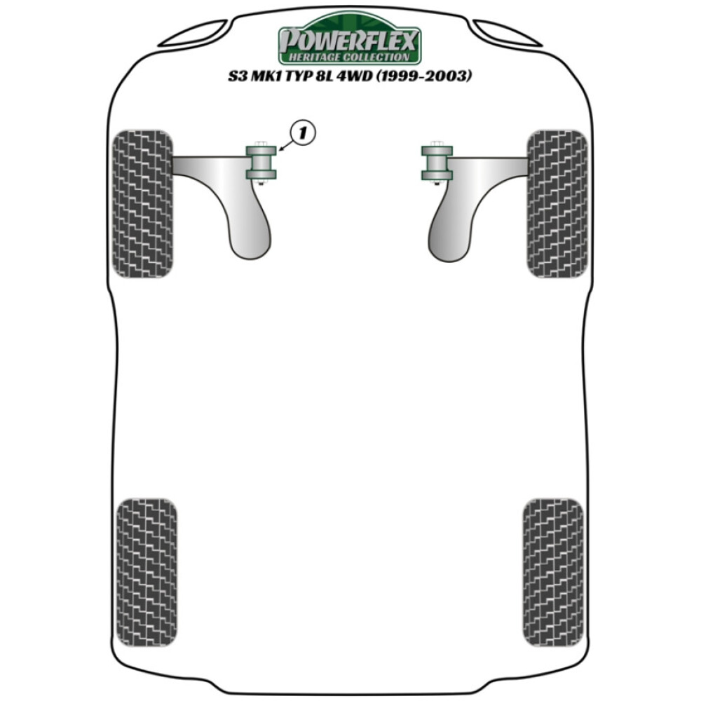 Powerflex Audi   A3 / S3 MK1 8L 4WD (1999-2003)  Boccola di montaggio superiore del montante anteriore Fig.11 (2) PFF85-430BLK - immagine 3