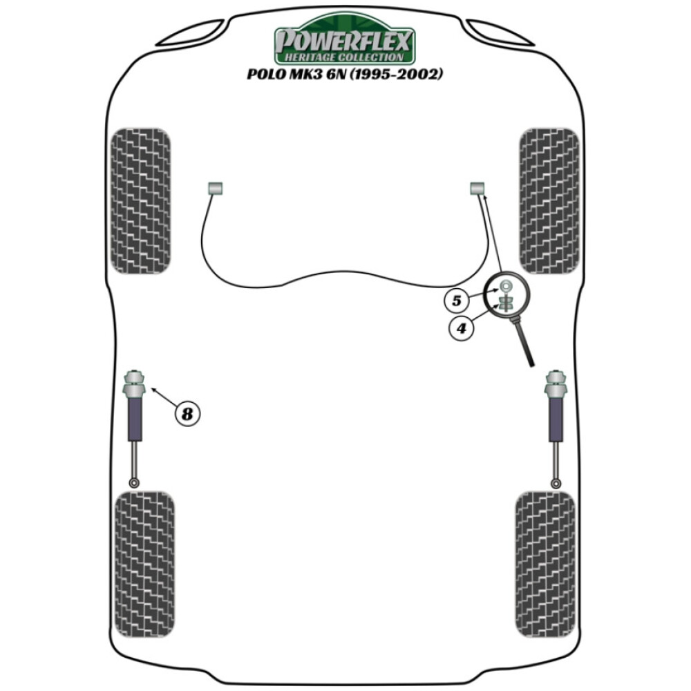 Powerflex Volkswagen  Polo MK3 6N (1995 - 2002)   Boccola di montaggio della trave posteriore Fig.7 (2) PFR85-915BLK - immagine 3
