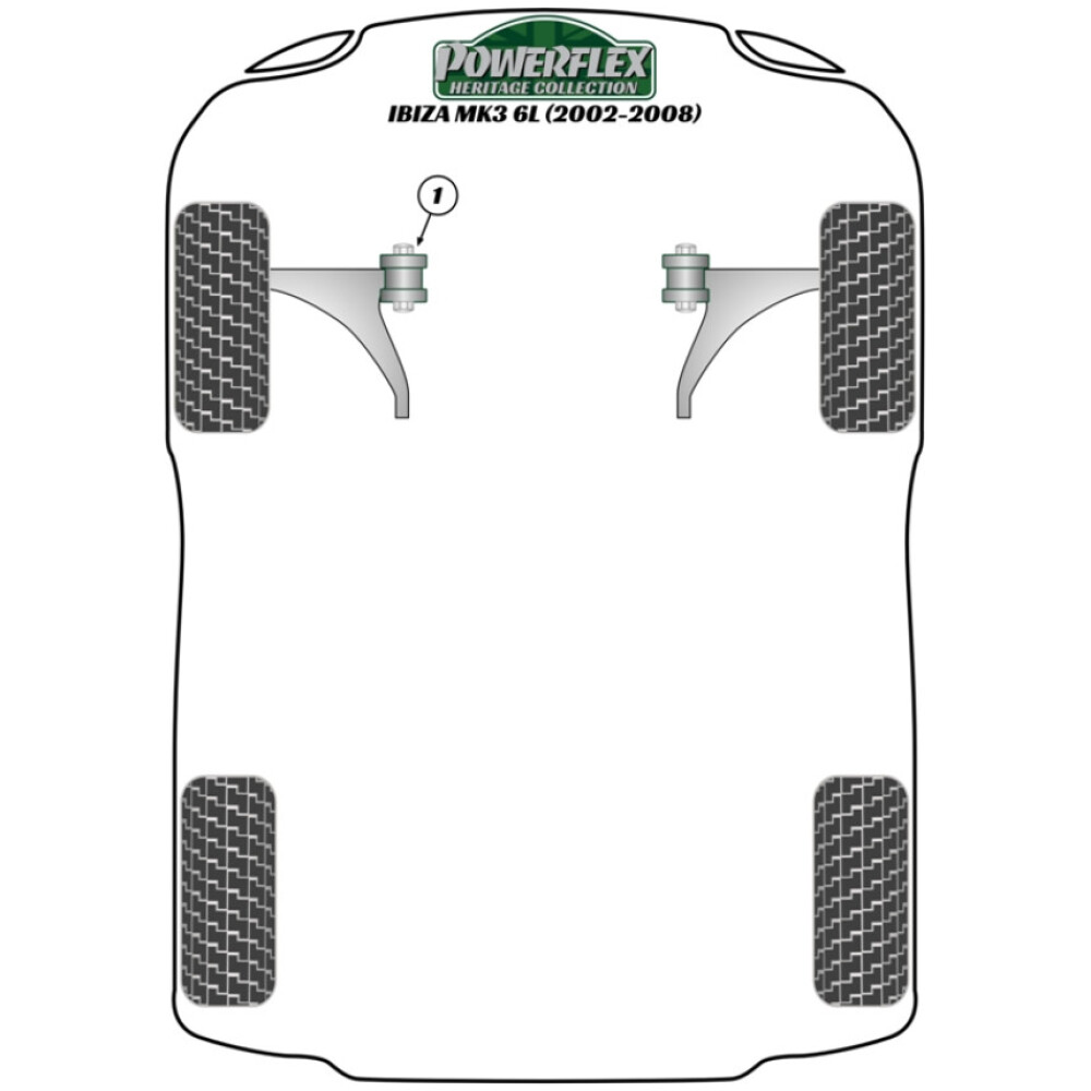 Powerflex Seat  Ibiza MK3 6L (2002-2008)   Boccola grande supporto motore inferiore (M-Sport) Fig.20 (1) PFF85-620BLK - immagine 3