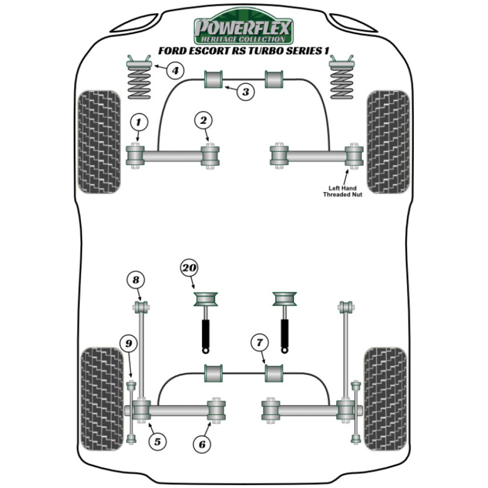 Powerflex Ford  Escort RS Turbo Series 1 (1984 - 1986)   Supporto ammortizzatore anteriore superiore Fig.4 (2) PFF19-199H - immagine 2