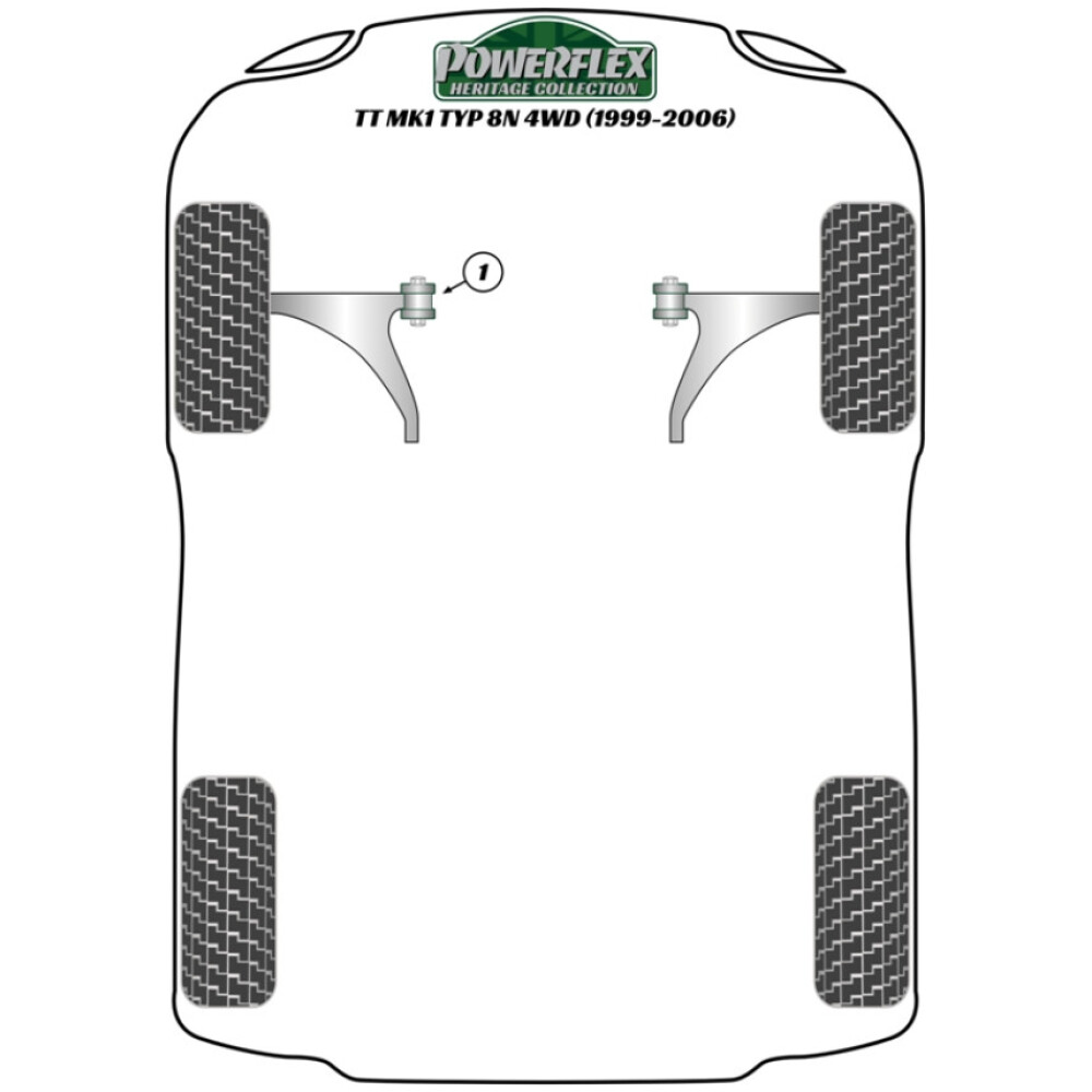 Powerflex Audi   TT Mk1 Typ 8N 4WD (1999-2006)  Boccola di montaggio superiore del montante anteriore Fig.11 (2) PFF85-430BLK - immagine 3