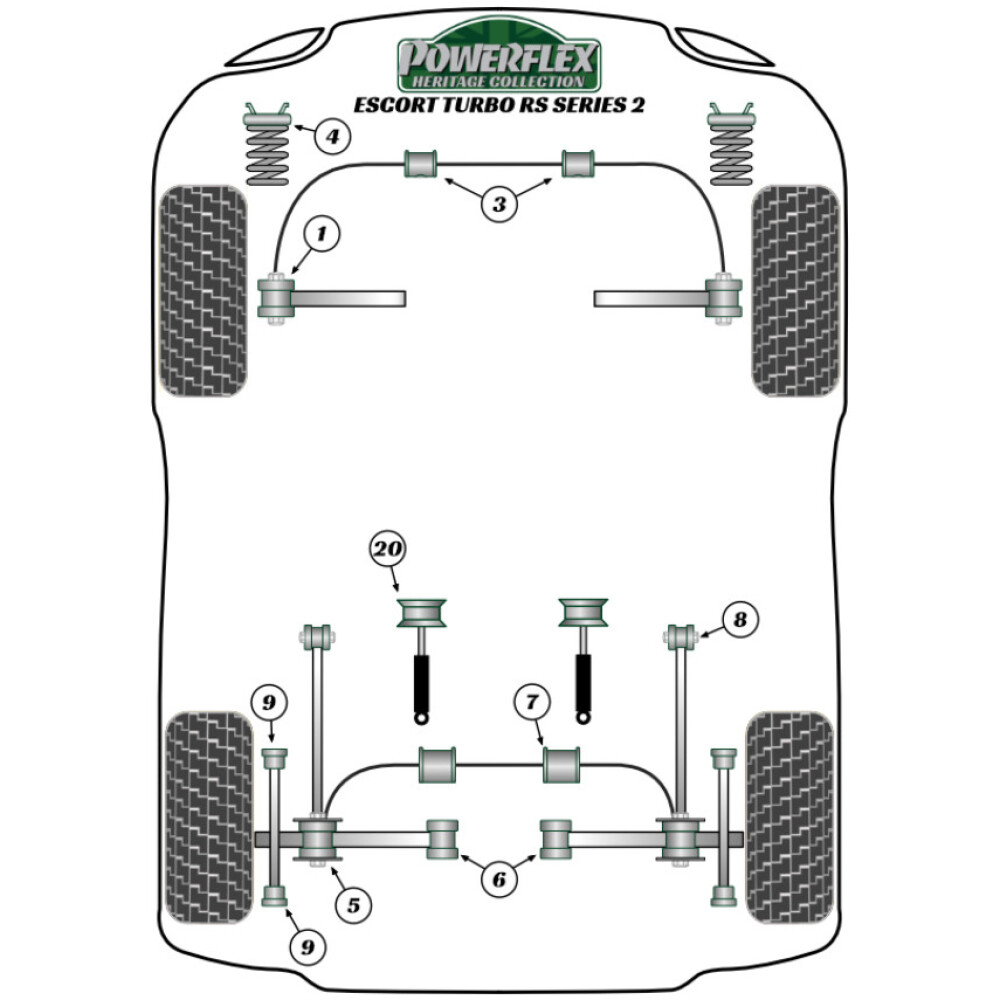 Powerflex Ford  Escort RS Turbo Series 2 (1986 - 1990)   Barra di collegamento posteriore alla boccola del braccio oscillante Fig.5 (2) PFR19-203H - immagine 2