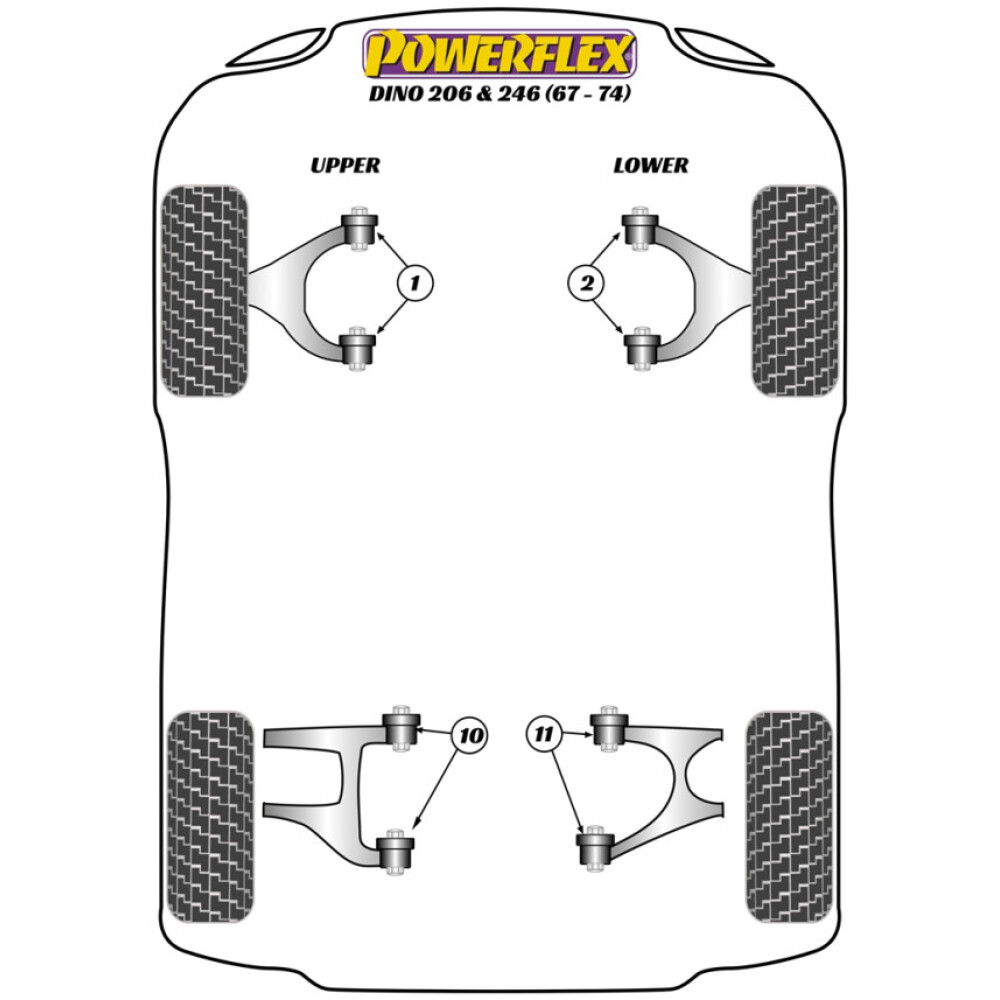 Powerflex Ferrari Dino 206/246GT (1967 - 1974)    Boccola interna del braccio oscillante superiore posteriore Fig.10 (4) PF17-200 - immagine 2