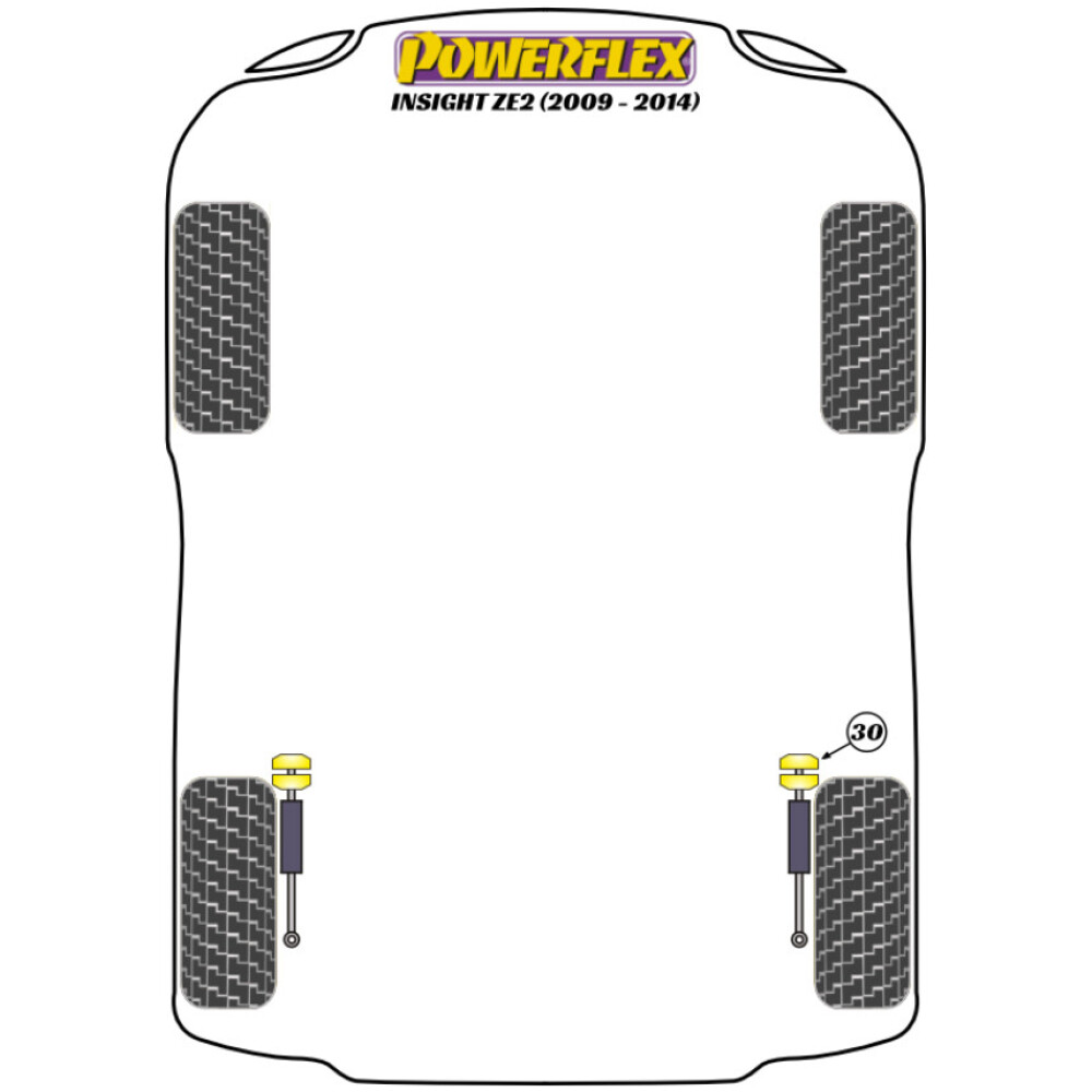 Powerflex Honda Insight ZE2 (2009 - 2014)    Boccola di montaggio superiore dell'ammortizzatore posteriore Fig.30 (2) PFR25-430 - immagine 2