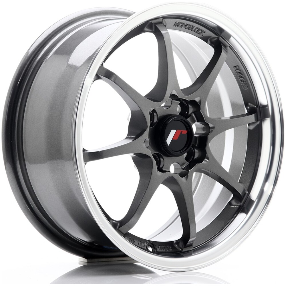 JR Wheels JR5 15x7 ET35 4x100 Gun Metal w/ Machined Lip