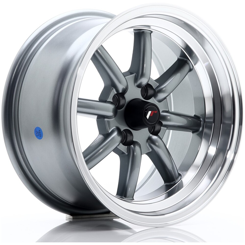 JR Wheels JR19 15x8 ET0 4x100 Gun Metal w/ Machined Lip