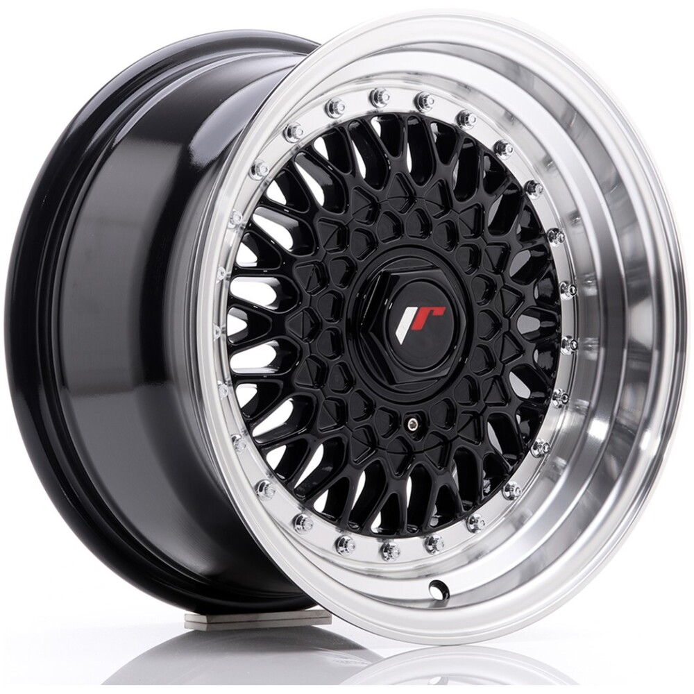 JR Wheels JR9 15x8 ET20 4x100/108 Gloss Black w/ Machined Lip
