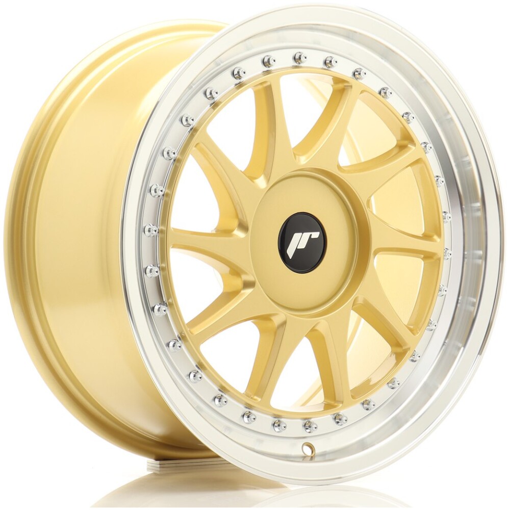 JR Wheels JR26 17x8 ET20-35 BLANK Gold w/ Machined Lip