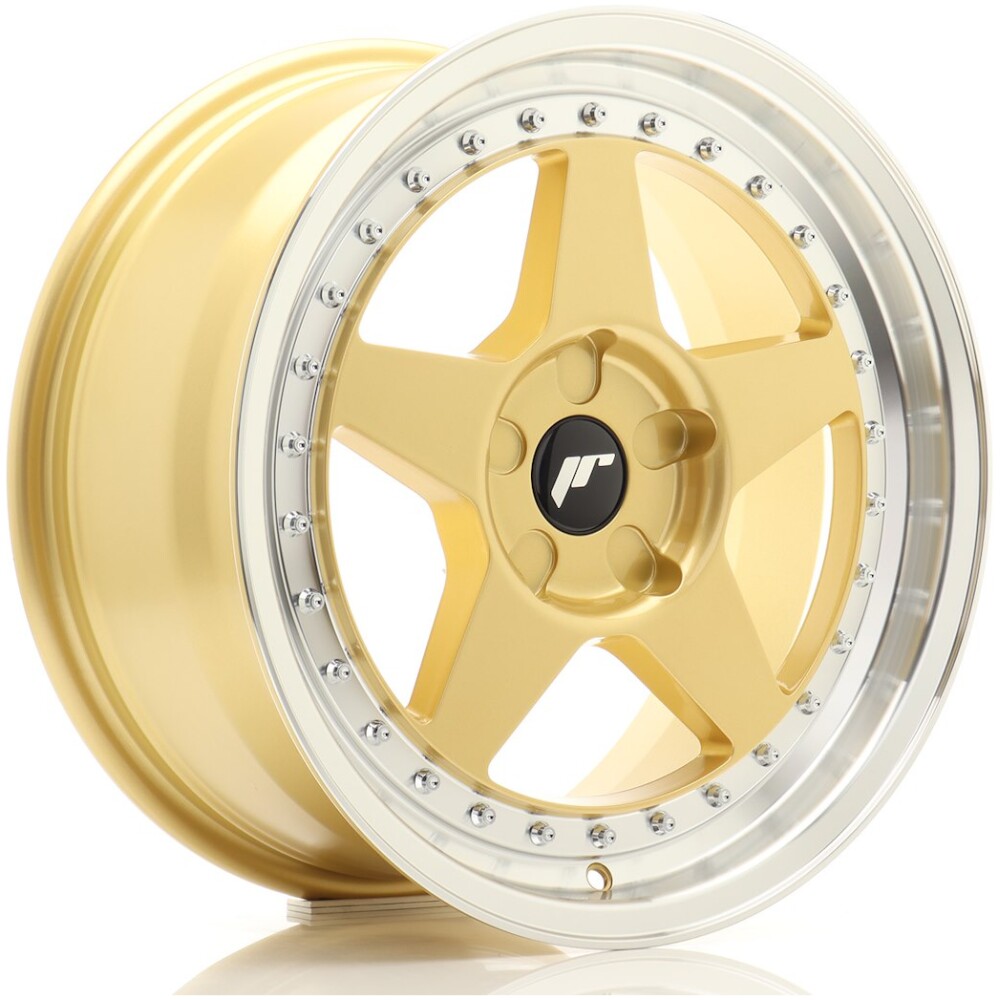 JR Wheels JR6 17x8 ET20-35 5H BLANK Gold w/ Machined Lip